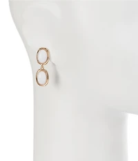 Dillard's Resin Cab Double Oval Metal Drop Earrings