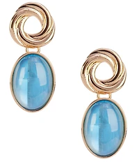 Dillard's Swirl Open Metal Blue Shell Epoxy Oval Drop Earrings