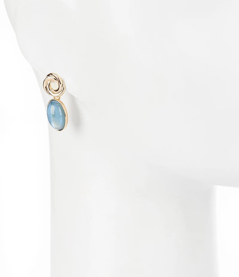 Dillard's Swirl Open Metal Blue Shell Epoxy Oval Drop Earrings