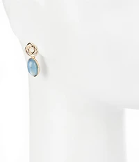 Dillard's Swirl Open Metal Blue Shell Epoxy Oval Drop Earrings