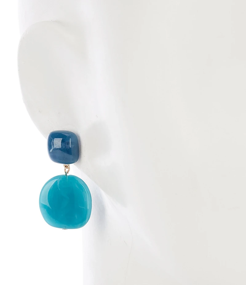Dillard's Teal Double Statement Drop Earrings
