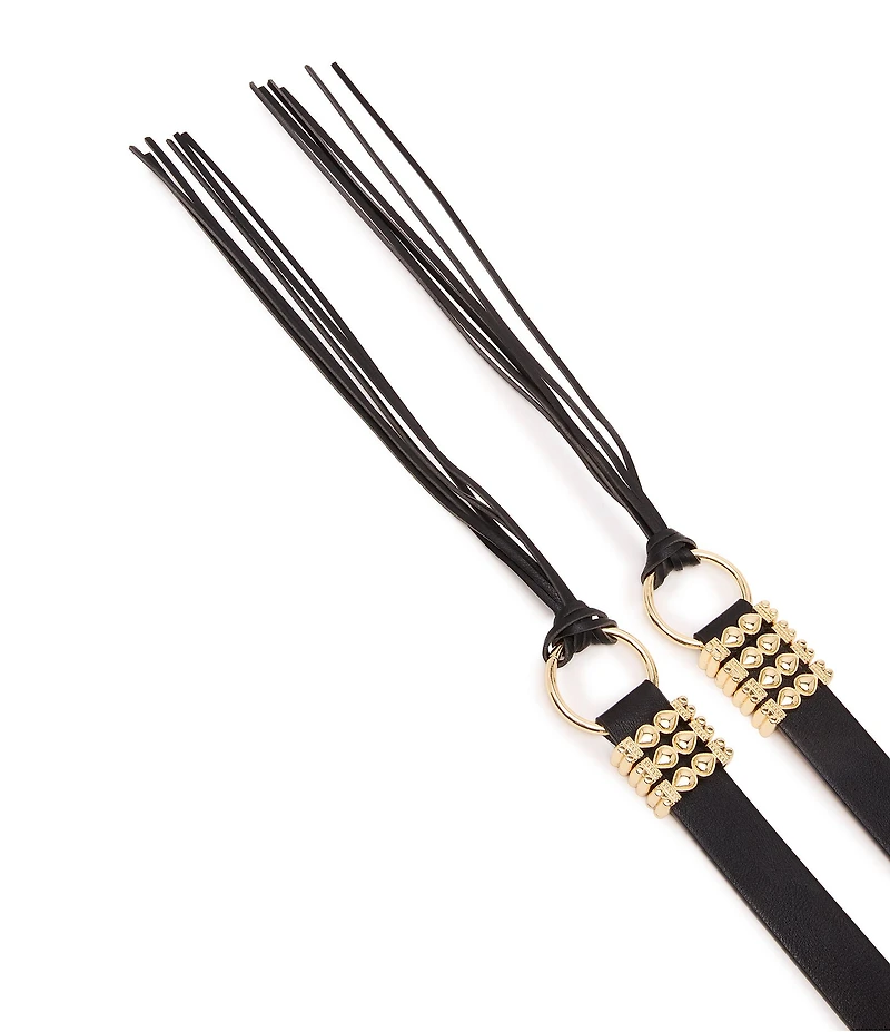 Dillard's Textured Gold Jewelry Bracket Fringe Tie Belt