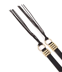 Dillard's Textured Gold Jewelry Bracket Fringe Tie Belt