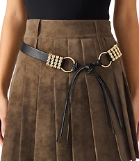 Dillard's Textured Gold Jewelry Bracket Fringe Tie Belt