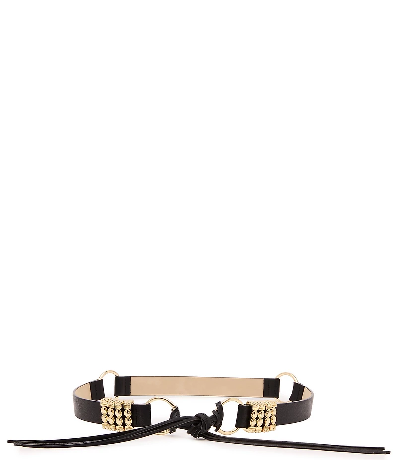 Dillard's Textured Gold Jewelry Bracket Fringe Tie Belt
