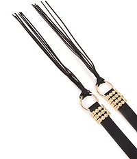 Dillard's Textured Gold Jewelry Bracket Fringe Tie Belt