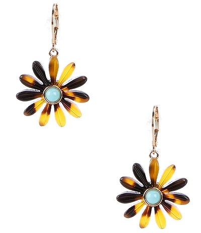 Dillard's Tortoise Acrylic Flower Drop Earrings