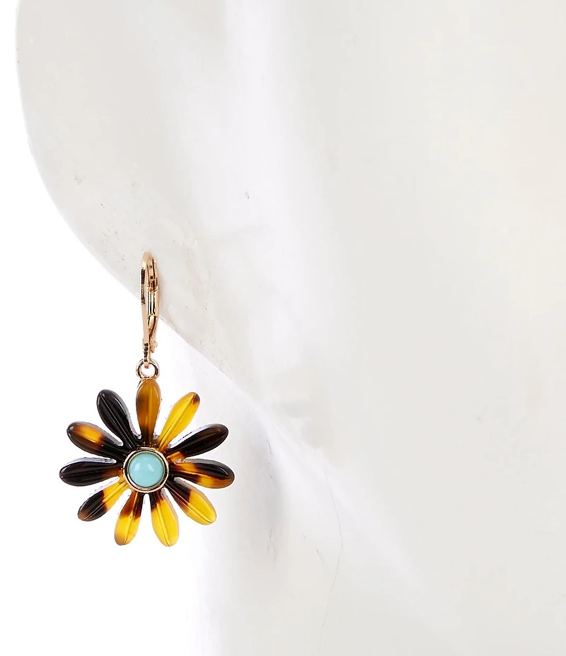 Dillard's Tortoise Acrylic Flower Drop Earrings
