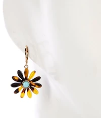 Dillard's Tortoise Acrylic Flower Drop Earrings