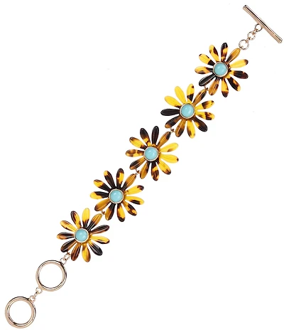 Dillard's Tortoise Acrylic Flower Statement Line Bracelet