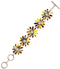 Dillard's Tortoise Acrylic Flower Statement Line Bracelet
