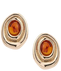 Dillard's Tortoise Resin Organic Oval Metal Stud Earrings
