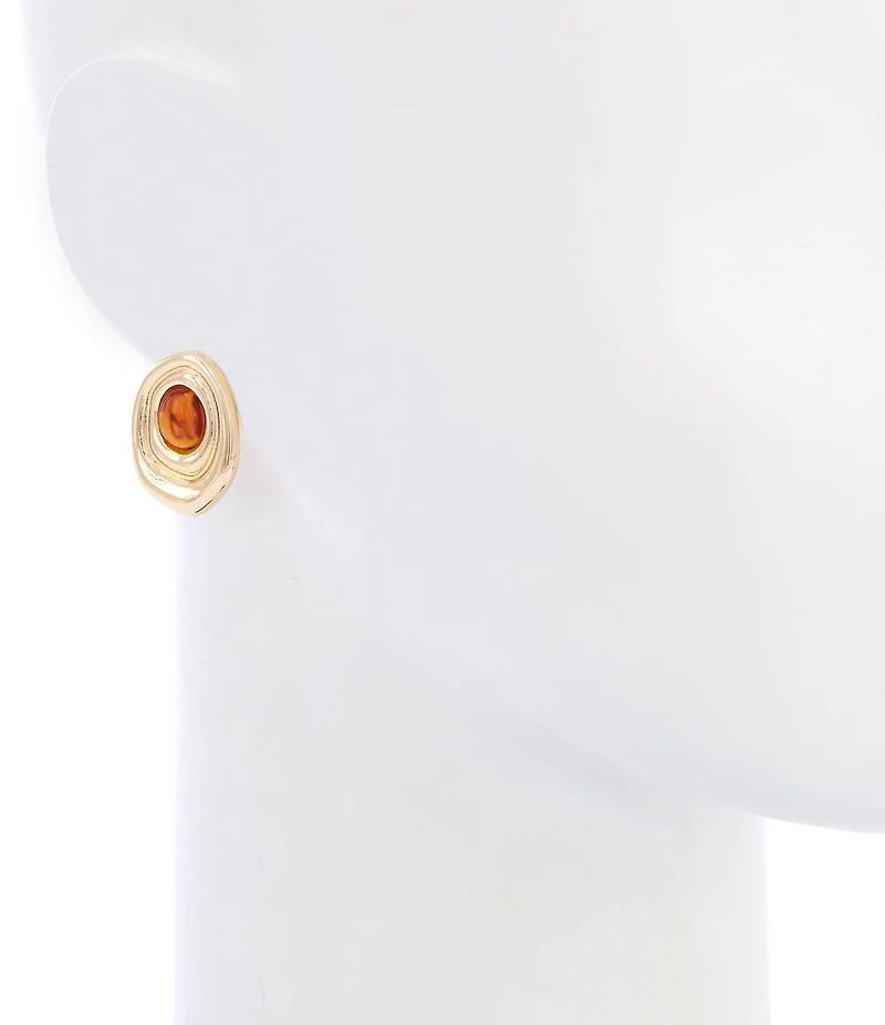 Dillard's Tortoise Resin Organic Oval Metal Stud Earrings