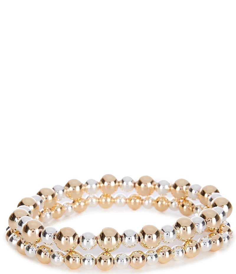 Dillard's Two Tone Beaded Stretch Bracelet Set