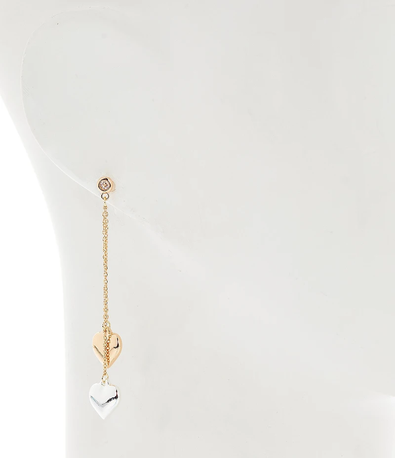 Dillard's Two Tone Heart Linear Earrings