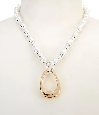Dillard's Two-Tone Stirrup Pendant Statement Necklace