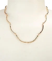 Dillard's Wavy Metal Curved Bar Collar Necklace
