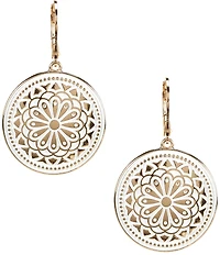 Dillard's White Enamel Mandala Drop Earrings