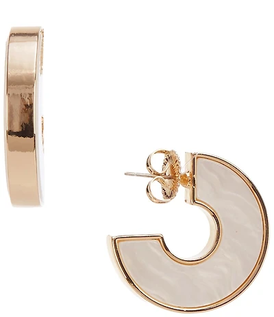 Dillard's White Swirl Cab Hoop Earrings