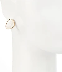 Dillard's White Swirl Cab Organic Metal Clip-On Drop Earrings
