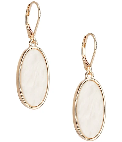 Dillard's White Swirl Oval Cab Drop Earrings