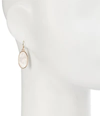 Dillard's White Swirl Oval Cab Drop Earrings