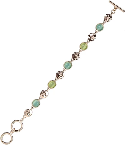 Dillard's Wobbly Metal Disc Blue & Green Cats Eye Line Bracelet