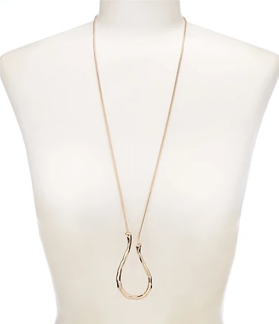Dillard's Wobbly Metal Open U Long Pendant Necklace