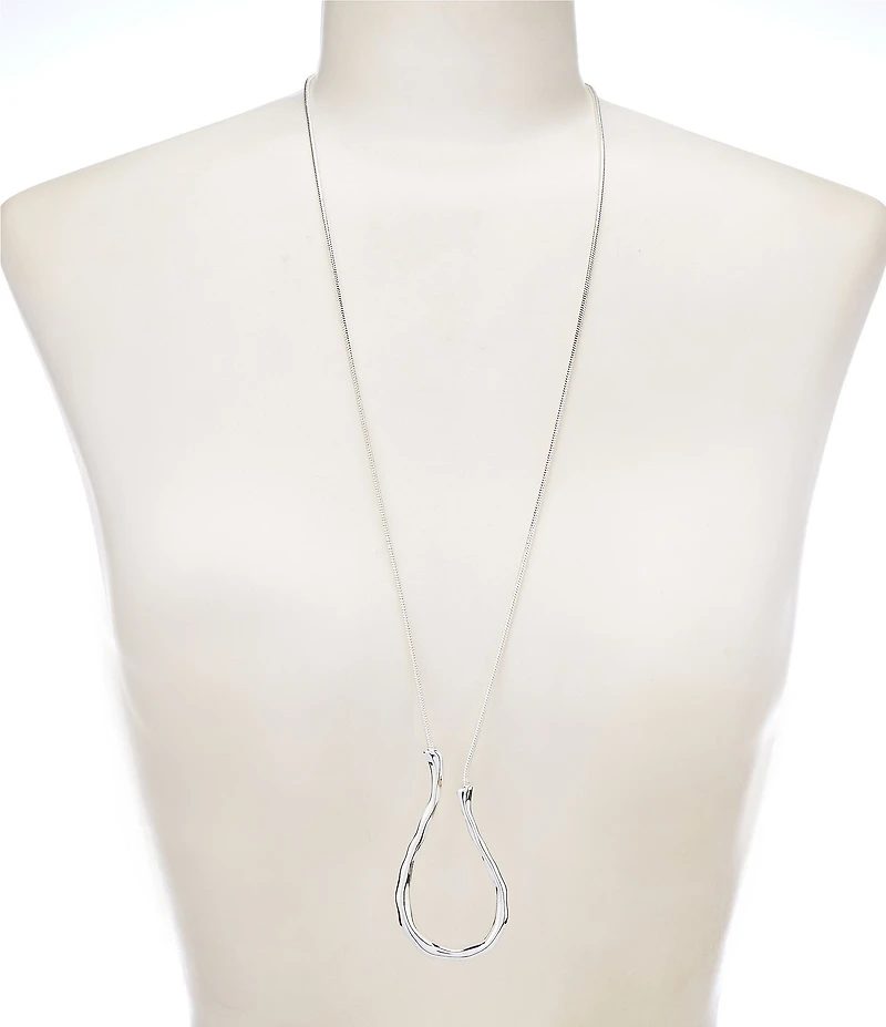 Dillard's Wobbly Metal Open U Long Pendant Necklace