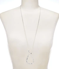 Dillard's Wobbly Metal Open U Long Pendant Necklace