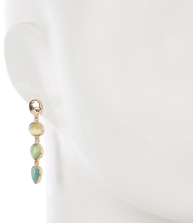 Dillard's Wobbly Metal Stud Multi Cats Eye Linear Earrings