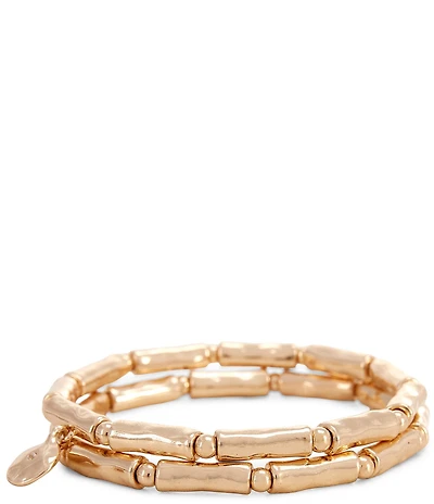 Dillard's Wobbly Metal Tube Bead Stretch Bracelet Set