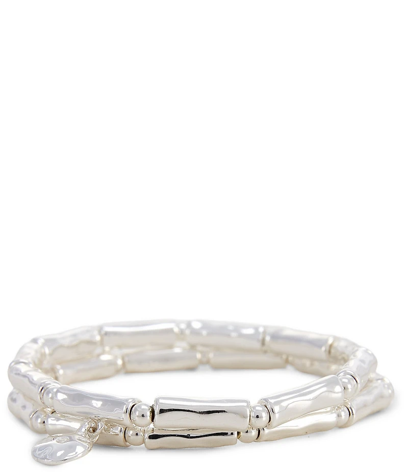 Dillard's Wobbly Metal Tube Bead Stretch Bracelet Set