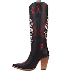 Dingo Ace Of Spades Leather Embroidered Tall Western Boots