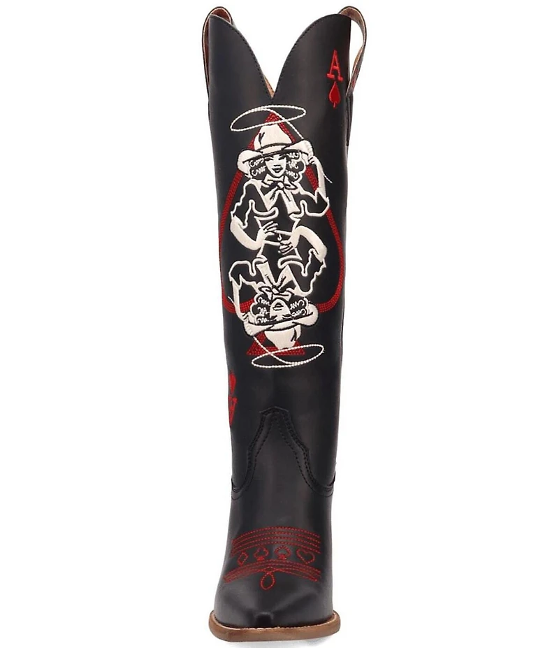 Dingo Ace Of Spades Leather Embroidered Tall Western Boots