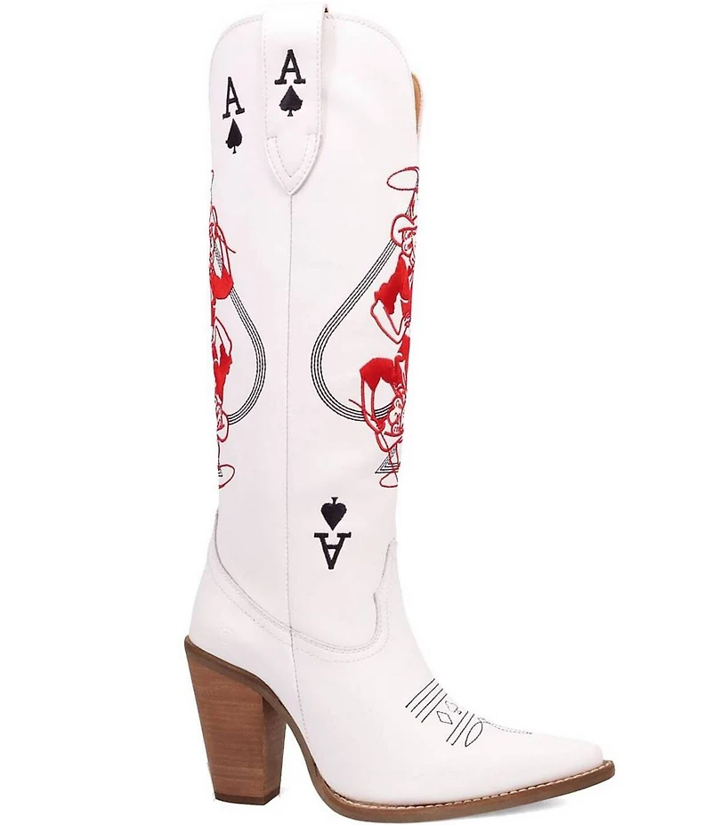 Dingo Ace Of Spades Leather Embroidered Tall Western Boots