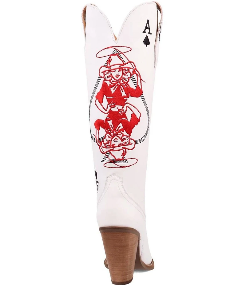 Dingo Ace Of Spades Leather Embroidered Tall Western Boots