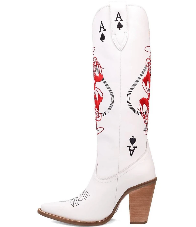 Dingo Ace Of Spades Leather Embroidered Tall Western Boots
