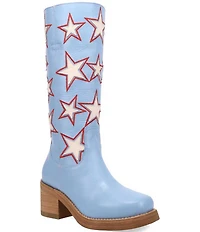 Dingo American Dream Leather Patriotic Star Cut Out Tall Boots