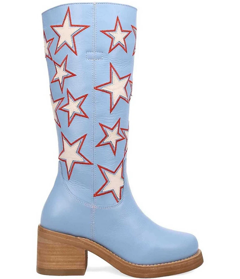 Dingo American Dream Leather Patriotic Star Cut Out Tall Boots
