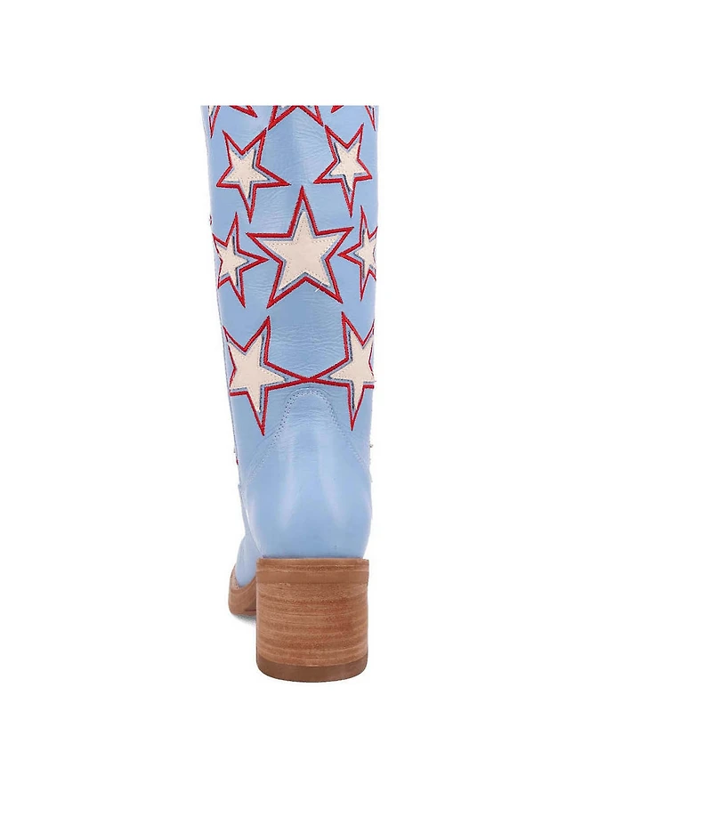 Dingo American Dream Leather Patriotic Star Cut Out Tall Boots
