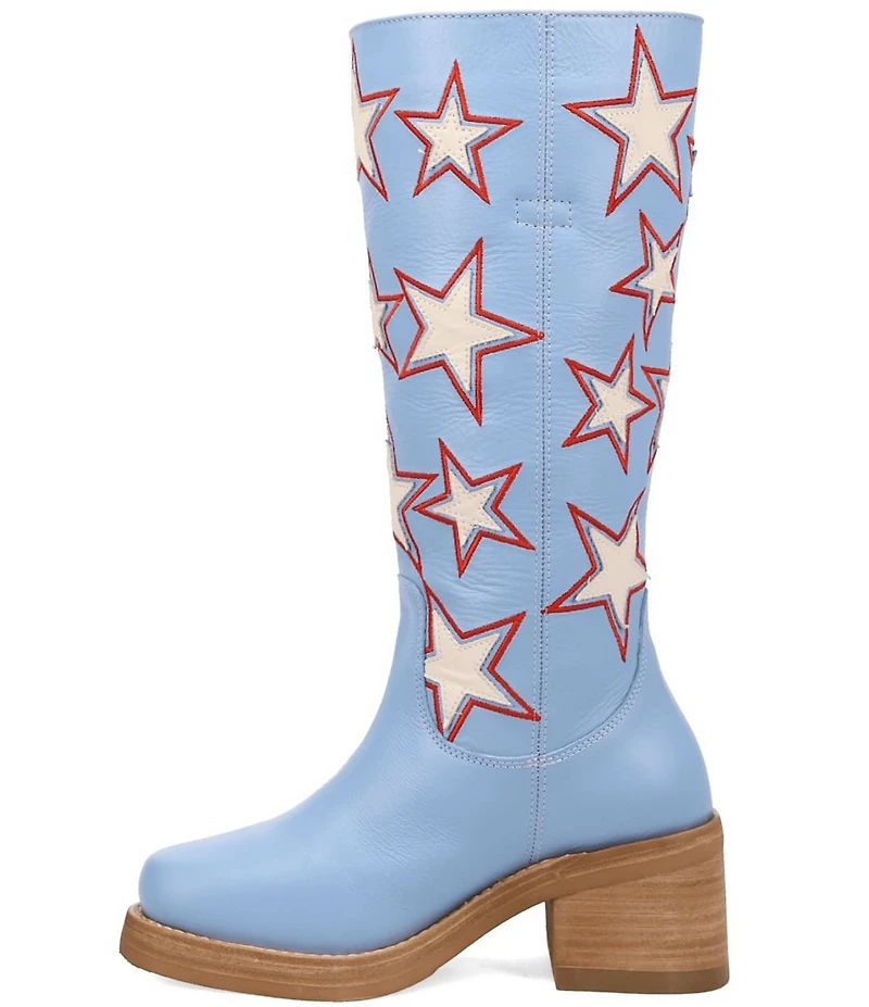 Dingo American Dream Leather Patriotic Star Cut Out Tall Boots
