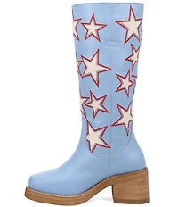 Dingo American Dream Leather Patriotic Star Cut Out Tall Boots