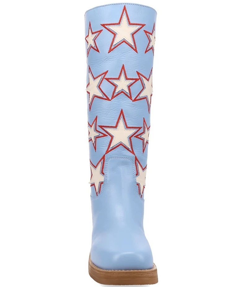 Dingo American Dream Leather Patriotic Star Cut Out Tall Boots