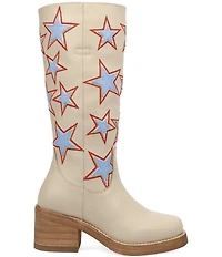 Dingo American Dream Leather Patriotic Star Cut Out Tall Boots