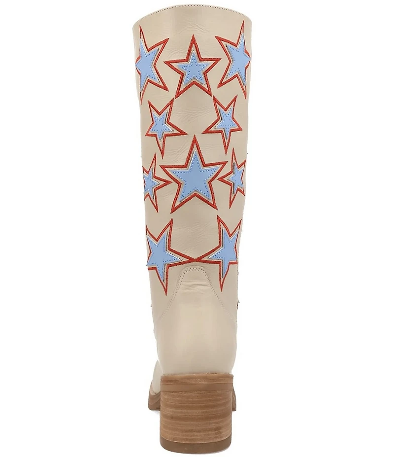 Dingo American Dream Leather Patriotic Star Cut Out Tall Boots