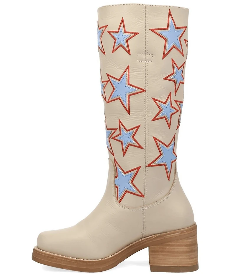 Dingo American Dream Leather Patriotic Star Cut Out Tall Boots