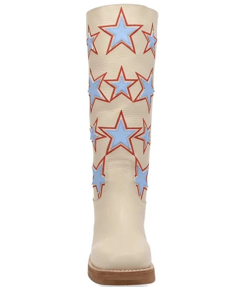 Dingo American Dream Leather Patriotic Star Cut Out Tall Boots