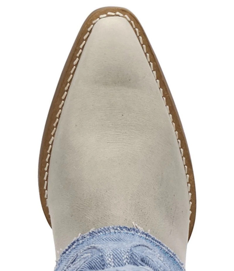 Dingo Blue Jean Baby Leather and Denim Cuffed Tall Western Boots