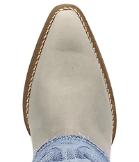 Dingo Blue Jean Baby Leather and Denim Cuffed Tall Western Boots